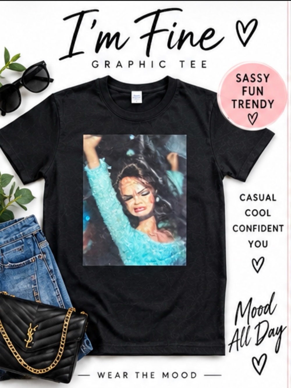 Barbie Chaos Im Fine Graphic Tee Shirt Unisex with Aqua Print
